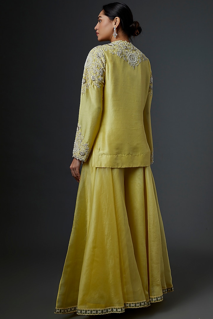 Yellow Organza Bridal Sharara Set by Minaxi Dadoo at Pernia's Pop Up Shop