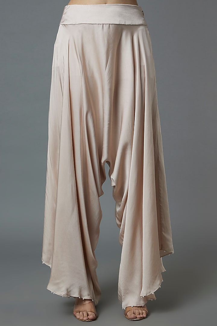 Beige Embroidered Cape Set by Minaxi Dadoo at Pernia's Pop Up Shop