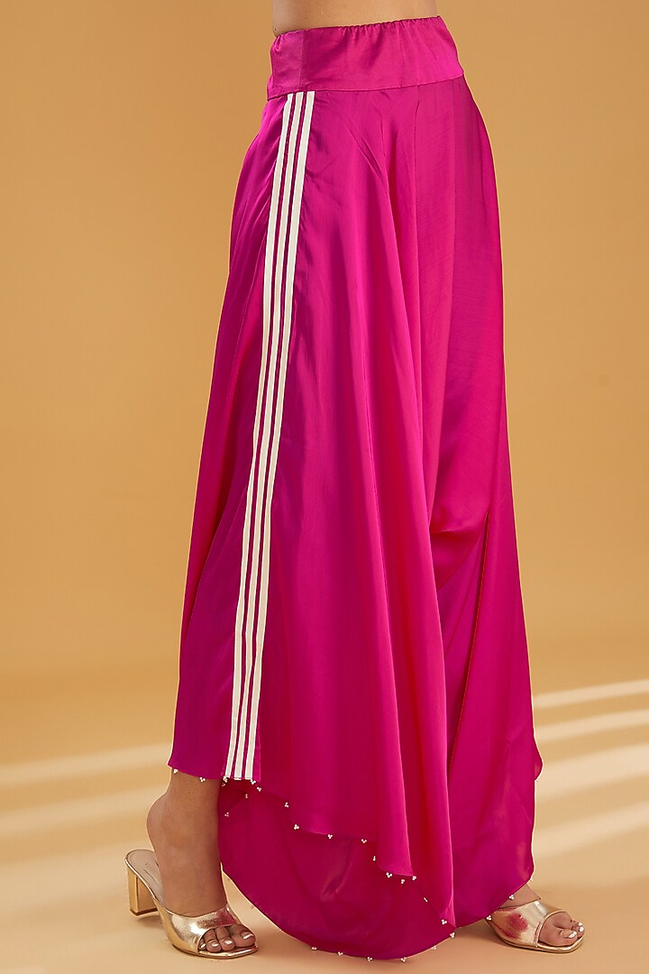 Red Dupion Pearl Embroidered Scalloped Cape Set by Minaxi Dadoo at Pernia's Pop Up Shop