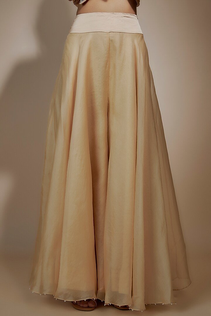 Beige Organza Bridal Sharara Set by Minaxi Dadoo at Pernia's Pop Up Shop