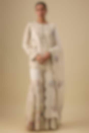 Ivory Organza Gharara Set by Minaxi Dadoo at Pernia's Pop Up Shop