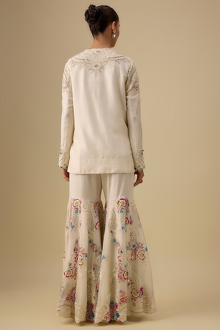 Ivory Organza Gharara Set by Minaxi Dadoo at Pernia's Pop Up Shop