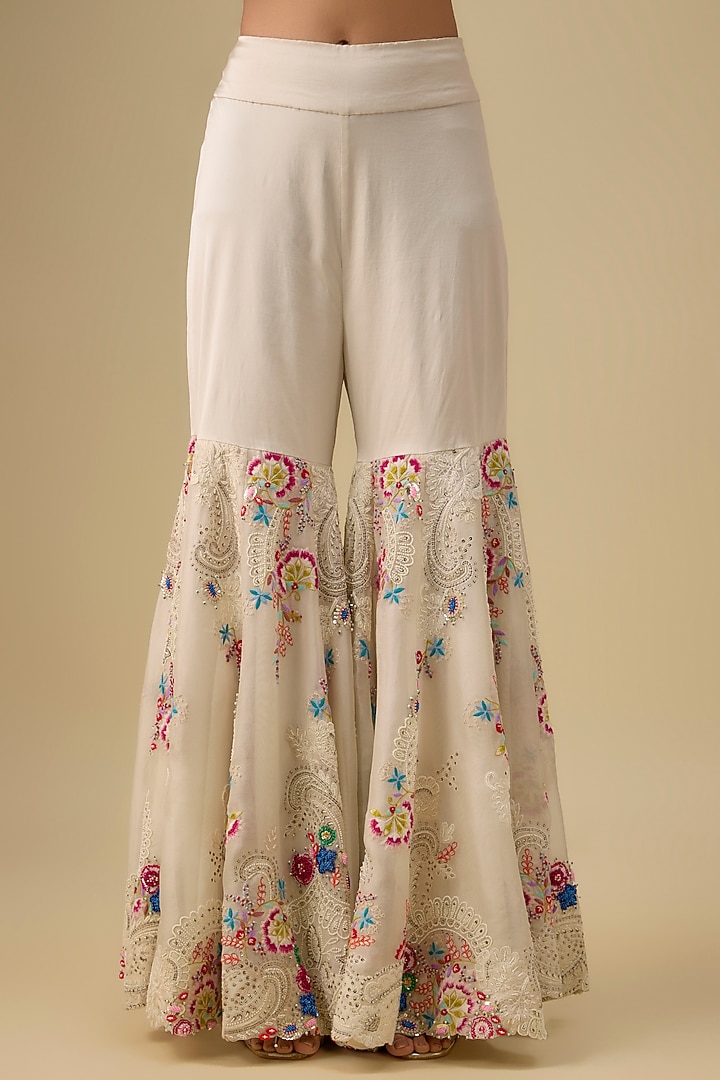 Ivory Organza Gharara Set by Minaxi Dadoo at Pernia's Pop Up Shop