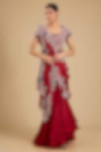 Red Silk Skirt Set by Minaxi Dadoo at Pernia's Pop Up Shop