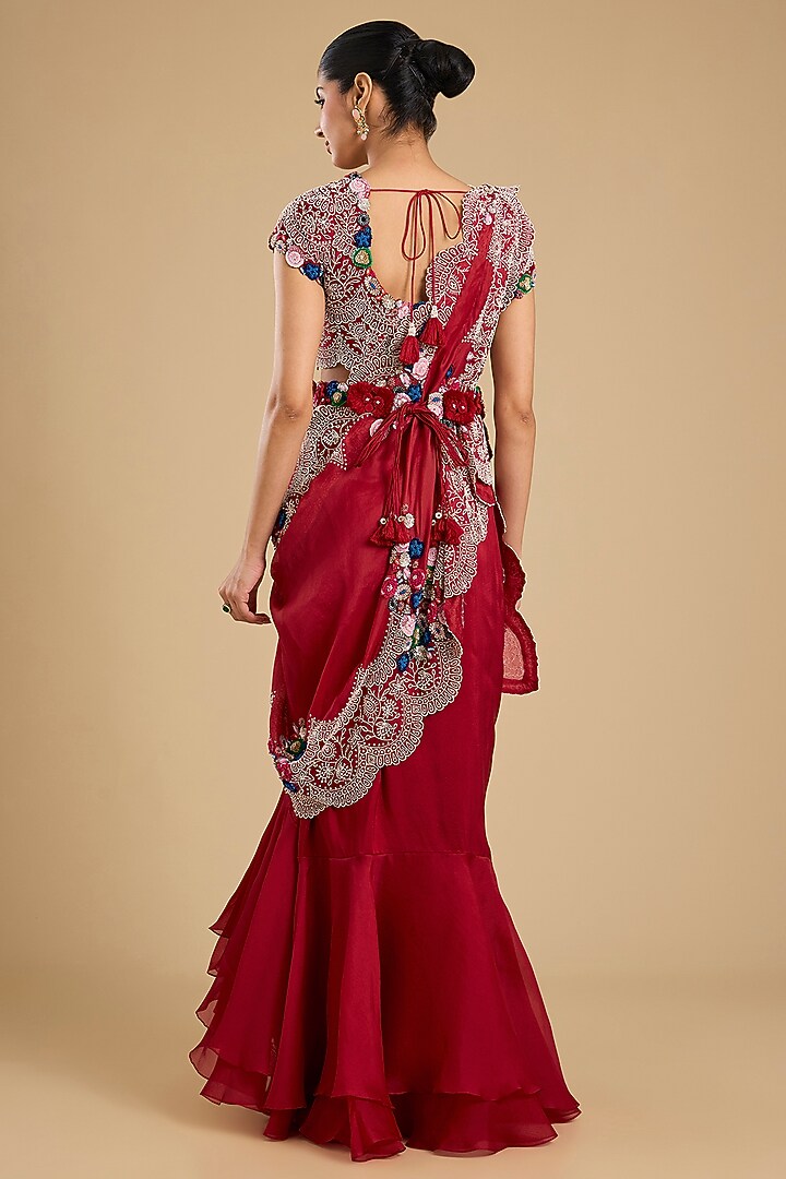 Red Silk Skirt Set by Minaxi Dadoo at Pernia's Pop Up Shop