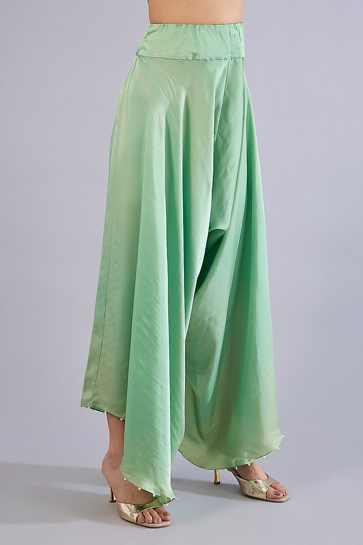 Green Dupion Silk Thread Work Cape Set by Minaxi Dadoo at Pernia's Pop Up Shop