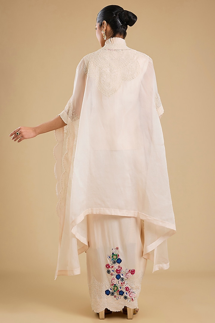 Ivory Silk Pick-Up Skirt Set by Minaxi Dadoo at Pernia's Pop Up Shop