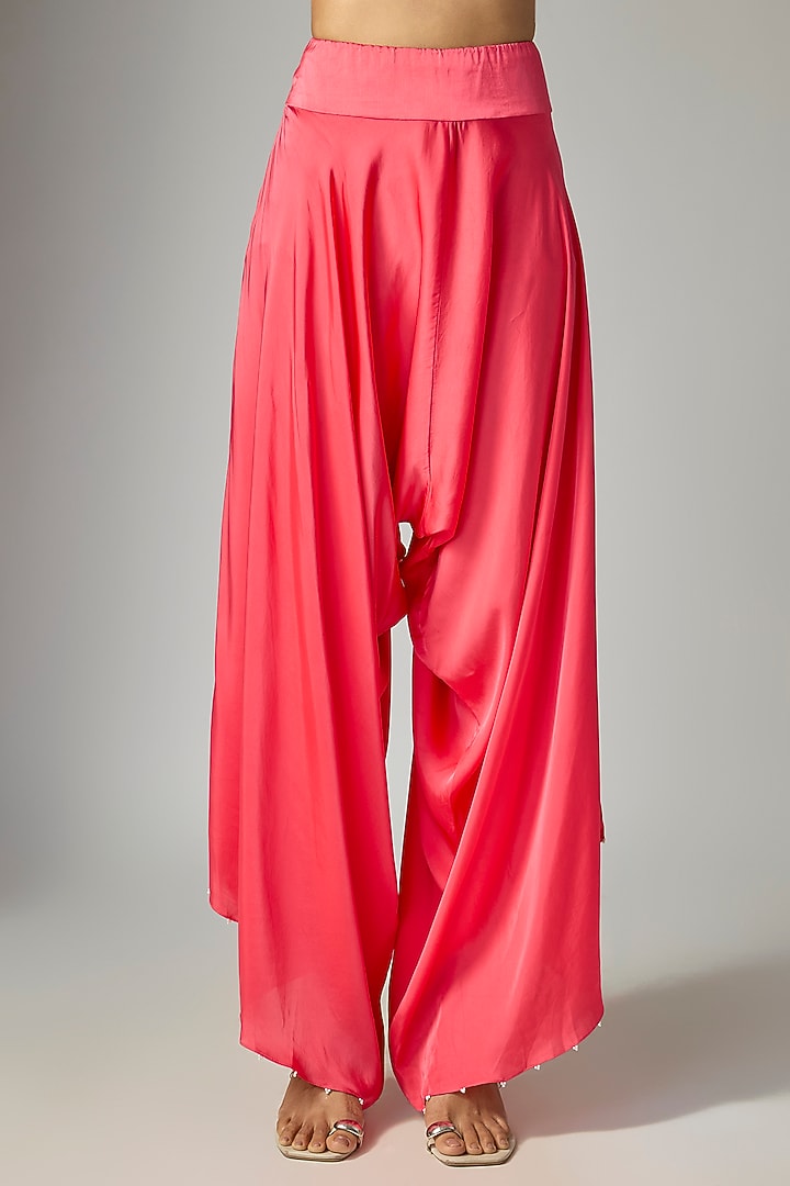 Pink Dupion Silk Embroidered Cape Set by Minaxi Dadoo at Pernia's Pop Up Shop