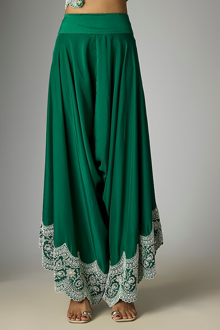 Green Dupion Pearl Work Kurta Set by Minaxi Dadoo at Pernia's Pop Up Shop