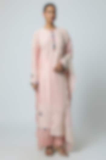 Pink Dupion Pearl Work Kurta Set by Minaxi Dadoo at Pernia's Pop Up Shop