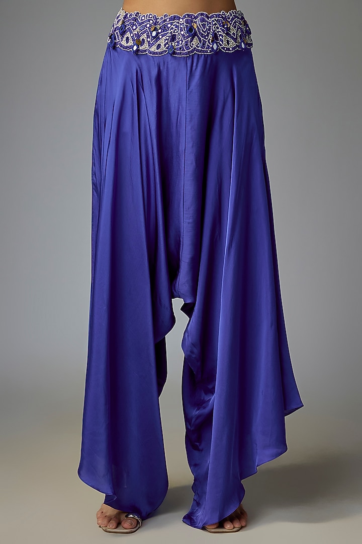 Blue Silk & Organza Mirror Work Butterfly Cape Set by Minaxi Dadoo at Pernia's Pop Up Shop