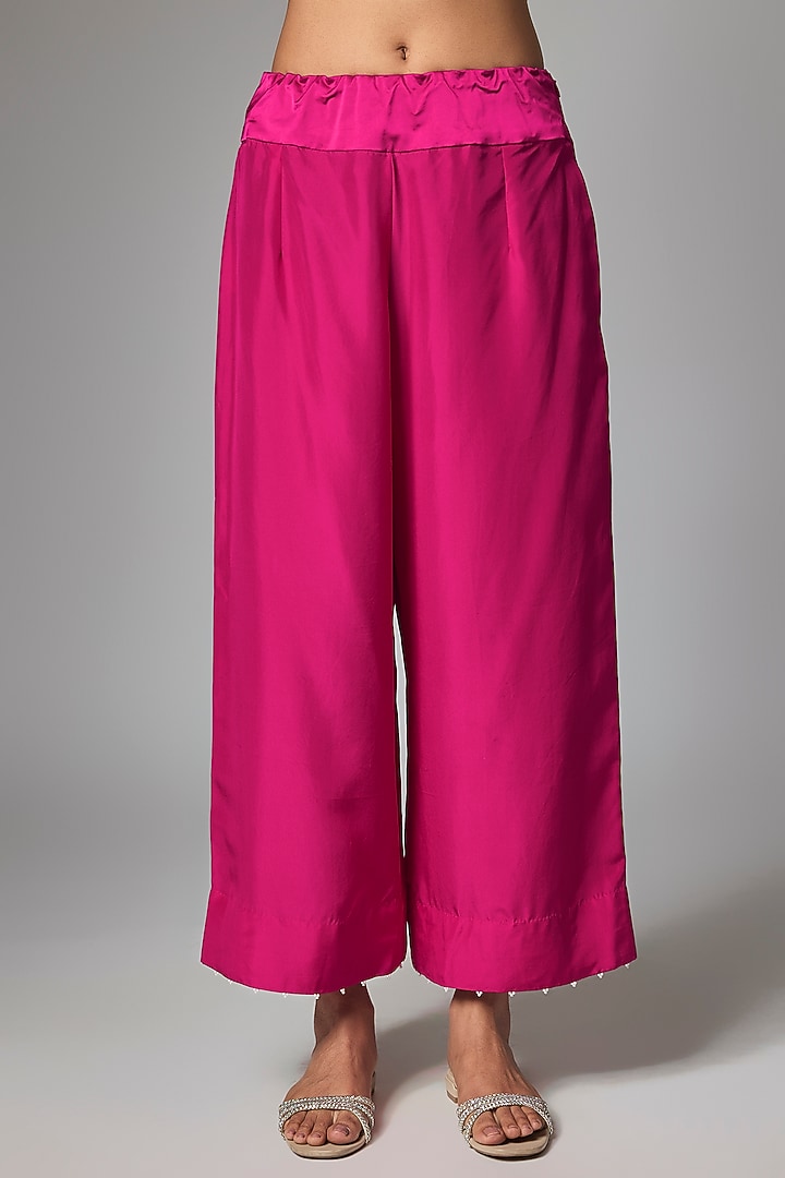 Pink Dupion Silk Embroidered Kaftan Set by Minaxi Dadoo at Pernia's Pop Up Shop