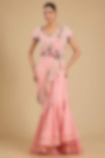 Pink Silk Pick-Up Skirt Set by Minaxi Dadoo at Pernia's Pop Up Shop