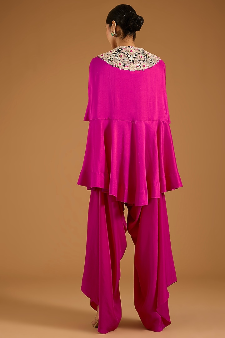 Rani Pink China Dupion Cape Set by Minaxi Dadoo at Pernia's Pop Up Shop