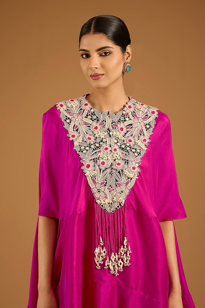 Rani Pink China Dupion Cape Set by Minaxi Dadoo at Pernia's Pop Up Shop