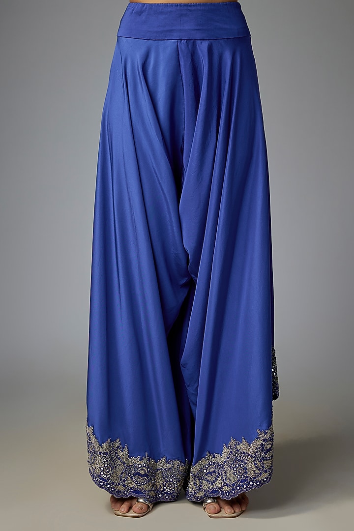 Blue Dupion Cape Set by Minaxi Dadoo at Pernia's Pop Up Shop