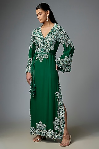 designer mirror work dresses Layered Hand-Done Mirrorwork Dress: Women's Designer Dresses