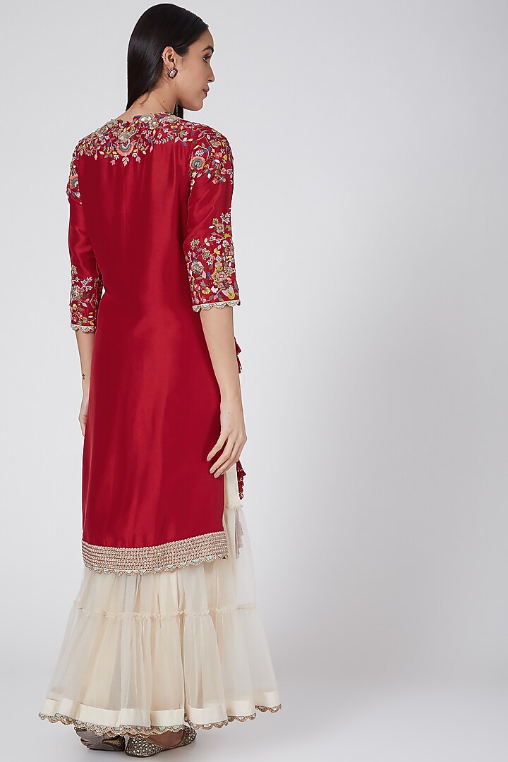 Red & White Kurta Set by Minaxi Dadoo at Pernia's Pop Up Shop
