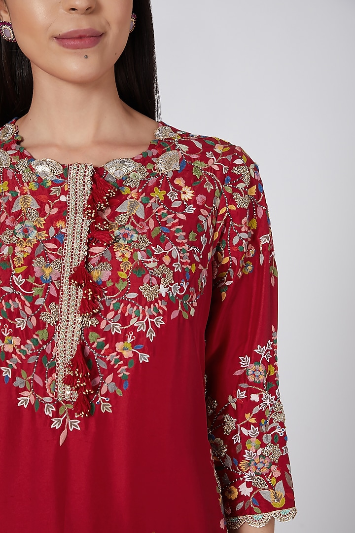 Red & White Kurta Set by Minaxi Dadoo at Pernia's Pop Up Shop