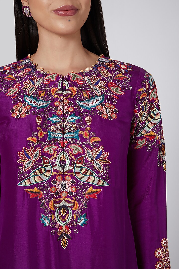 Purple Embroidered Kurta Set by Minaxi Dadoo at Pernia's Pop Up Shop