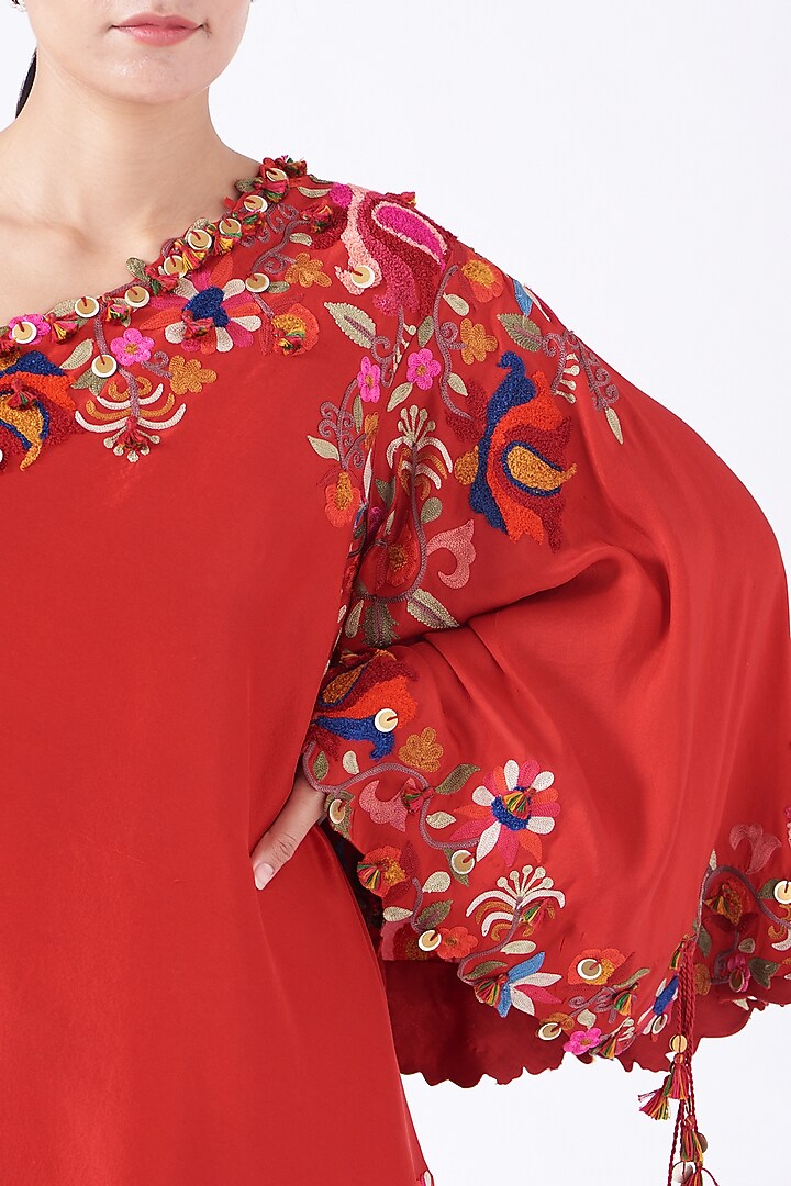 Poppy Red Embroidered Bridal Sharara Set by Minaxi Dadoo at Pernia's Pop Up Shop