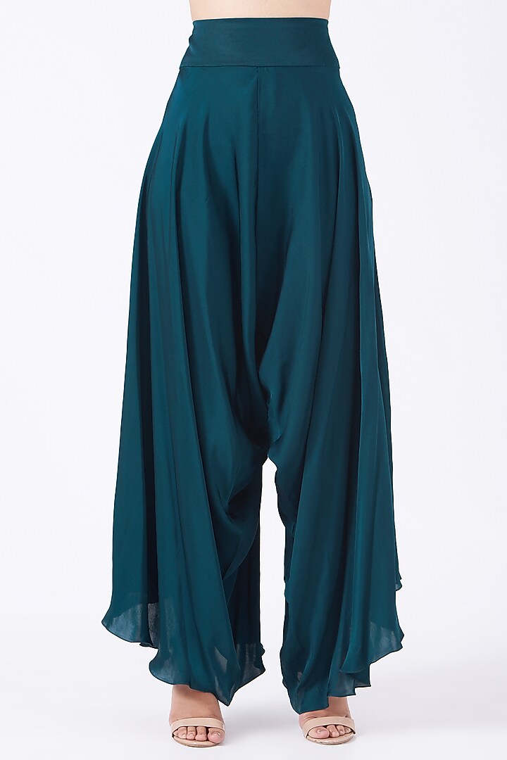 Dark Cerulean Blue Embroidered Cape Set by Minaxi Dadoo at Pernia's Pop Up Shop