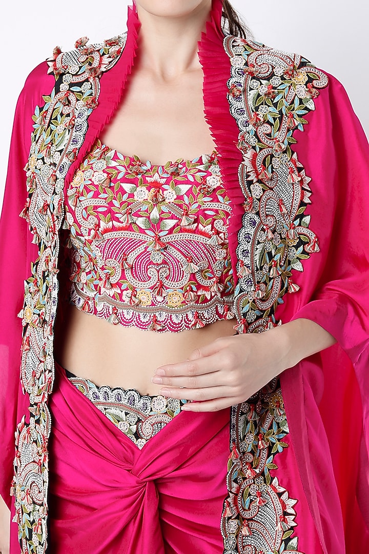 Rani Pink Silk Cape Set by Minaxi Dadoo at Pernia's Pop Up Shop