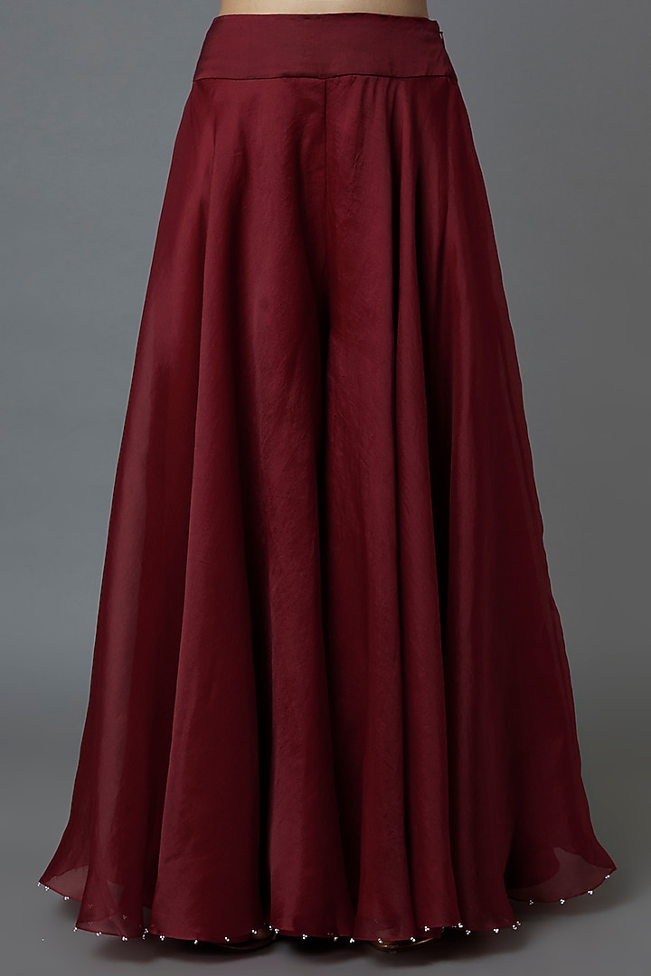 Maroon Organza Bridal Sharara Set by Minaxi Dadoo at Pernia's Pop Up Shop