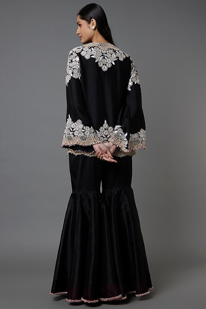 Black Organza Gharara Set by Minaxi Dadoo at Pernia's Pop Up Shop
