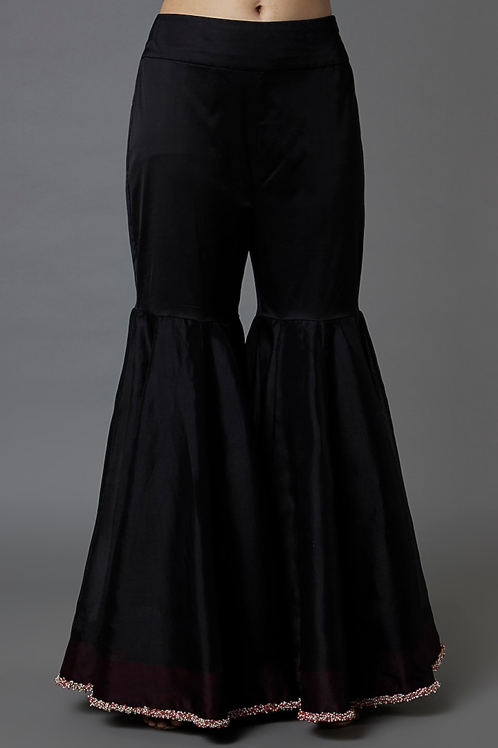 Black Organza Gharara Set by Minaxi Dadoo at Pernia's Pop Up Shop