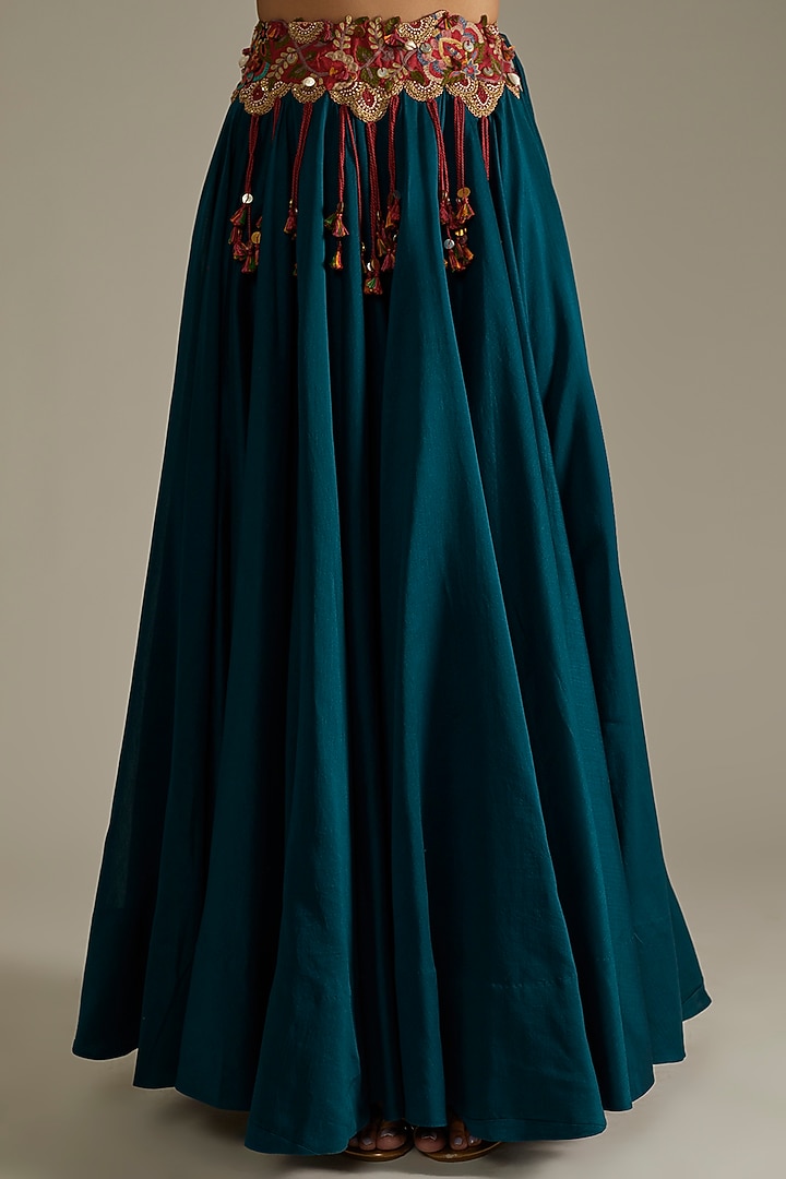 Red Embroidered Butterfly Cape Set by Minaxi Dadoo at Pernia's Pop Up Shop