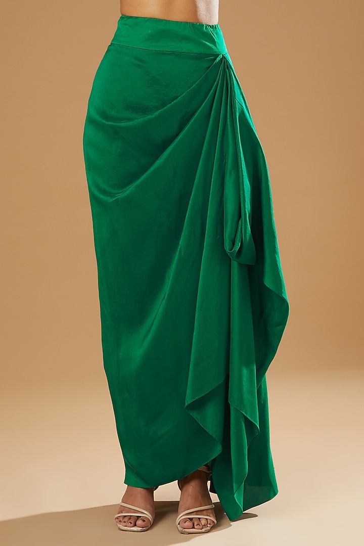 Green Dupion Threadwork Butterfly Cape Set by Minaxi Dadoo at Pernia's Pop Up Shop