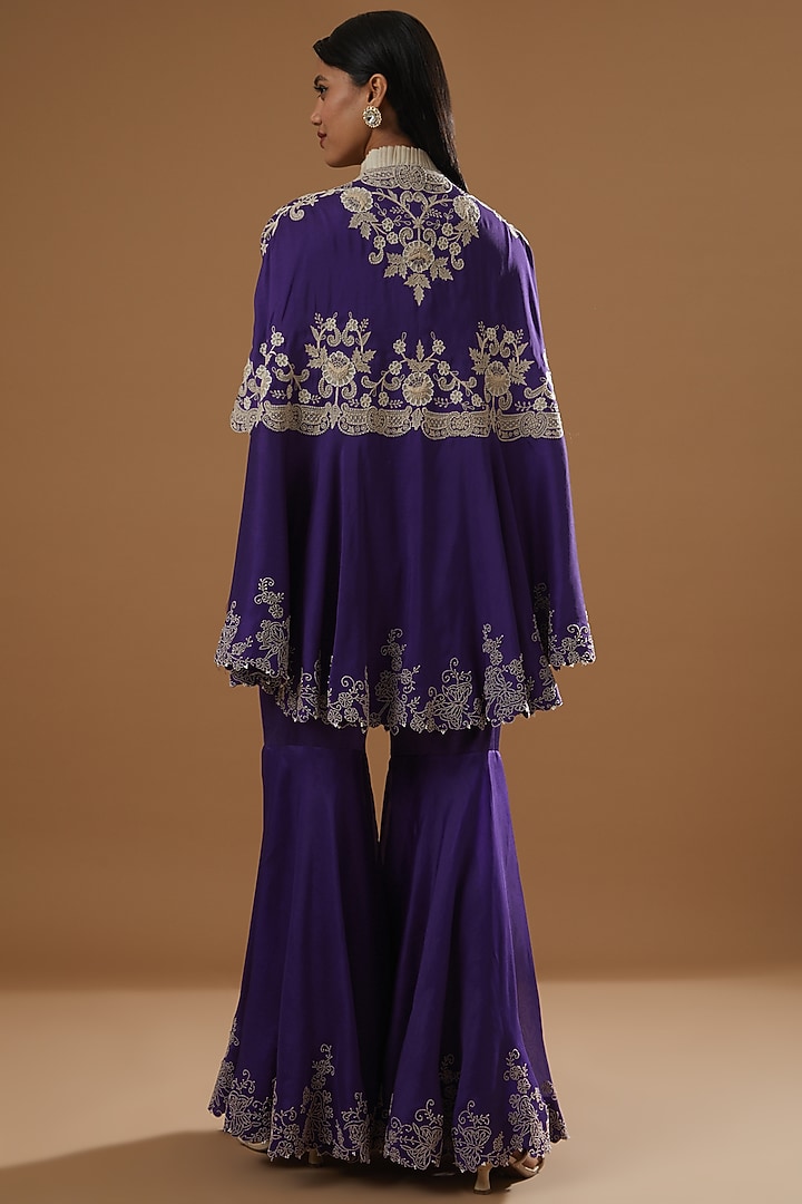 Purple Organza Gharara Set by Minaxi Dadoo at Pernia's Pop Up Shop