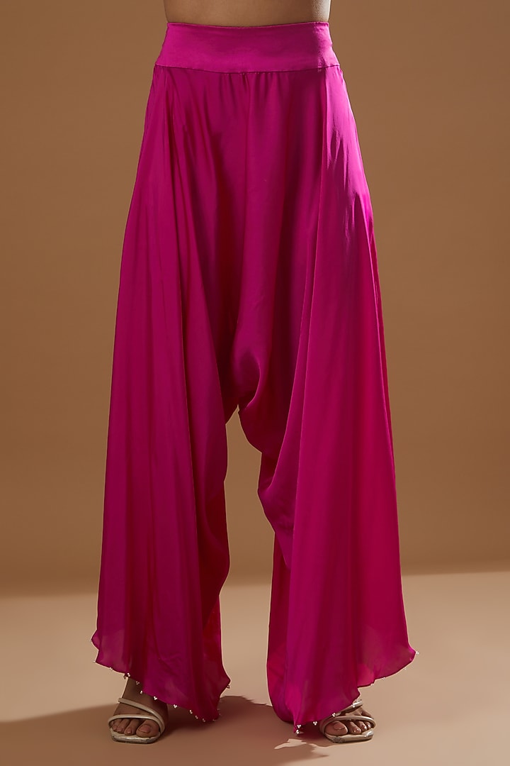Rani Pink Embroidered Cape Set by Minaxi Dadoo at Pernia's Pop Up Shop