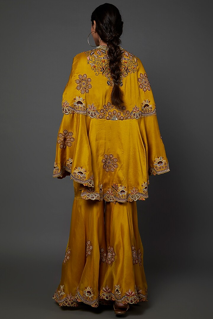 Yellow Embroidered Gharara Set by Minaxi Dadoo at Pernia's Pop Up Shop