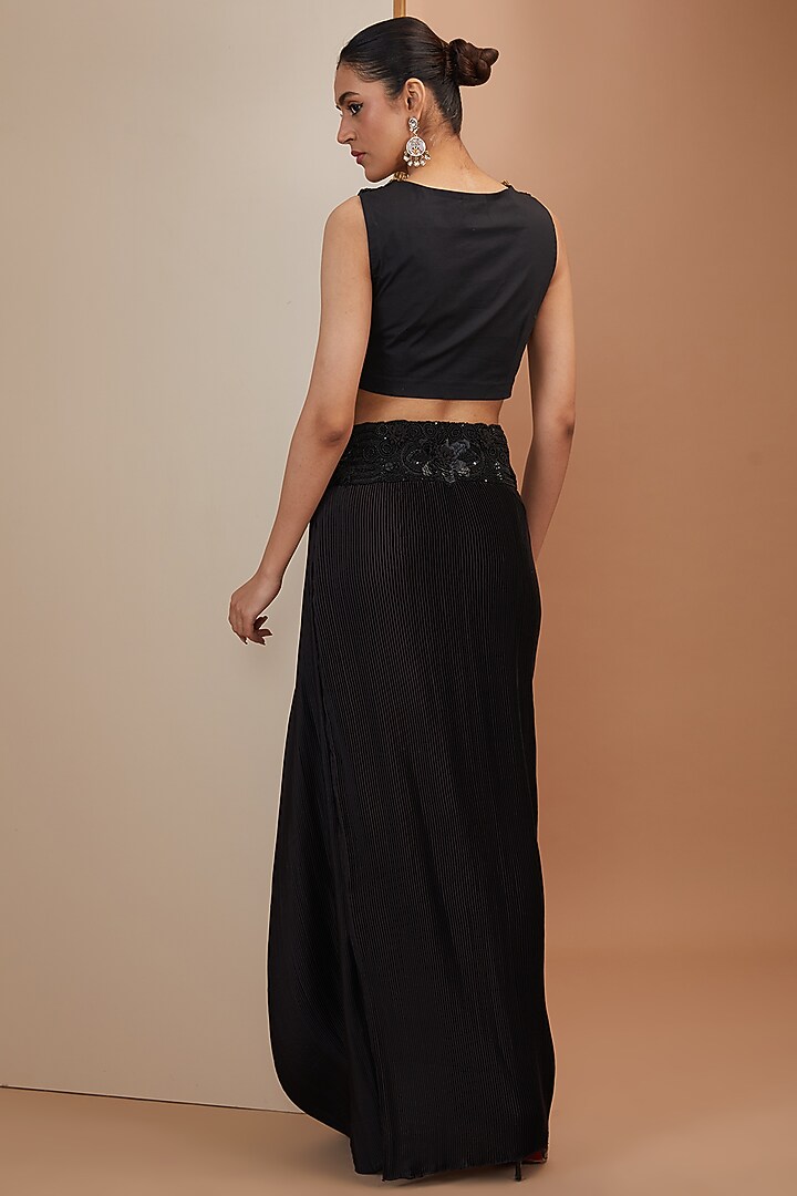 Black Organza Thread Embroidered Butterfly Cape Set by Minaxi Dadoo at Pernia's Pop Up Shop