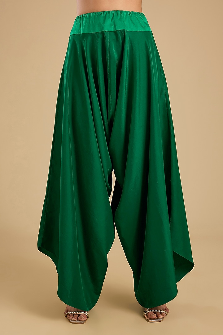 Green Dupion Silk Embroidered Cape Set by Minaxi Dadoo at Pernia's Pop Up Shop