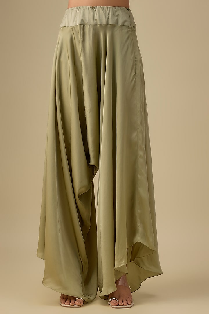 Olive Green Dupion SIlk Ariya Cape Set by Minaxi Dadoo at Pernia's Pop Up Shop