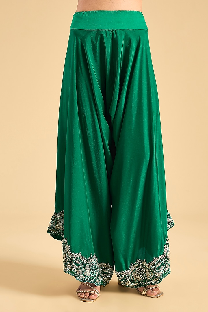 Green Dupion Silk Cape Set by Minaxi Dadoo at Pernia's Pop Up Shop
