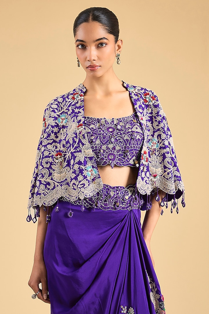 Purple Dupion Cape Set by Minaxi Dadoo at Pernia's Pop Up Shop