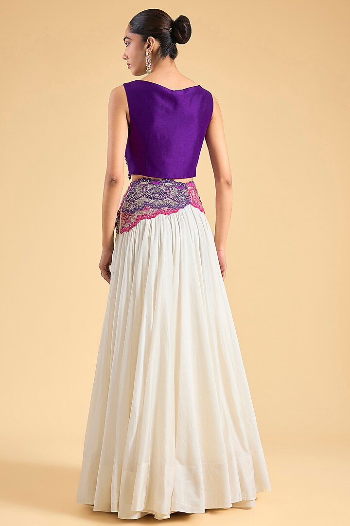 Purple Organza Embroidered Cape Set by Minaxi Dadoo at Pernia's Pop Up Shop