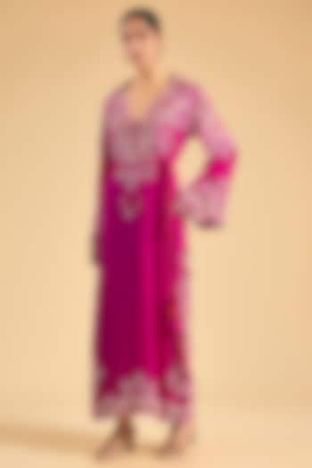 Pink Dupion Silk Mirror Work Party Wear Dress by Minaxi Dadoo at Pernia's Pop Up Shop