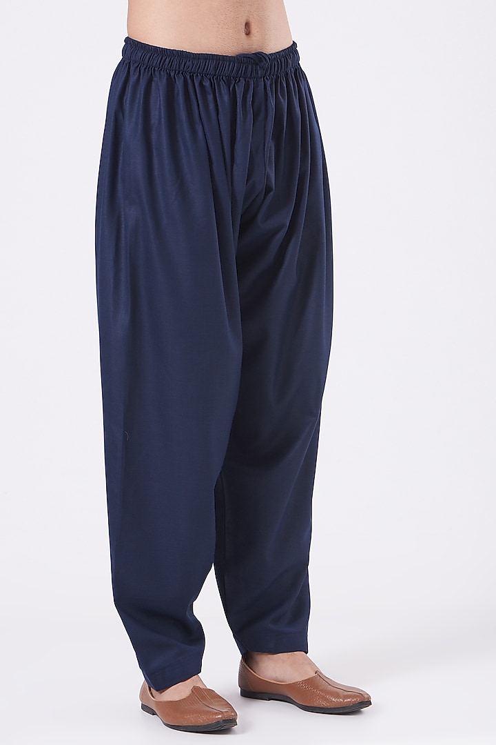 Navy Blue Pathani Kurta Set by Manish Nagdeo Men at Pernia's Pop Up Shop