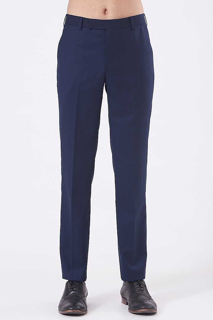 Navy Blue Viscose Blend Bandhgala Jacket Set by Manish Nagdeo Men at Pernia's Pop Up Shop