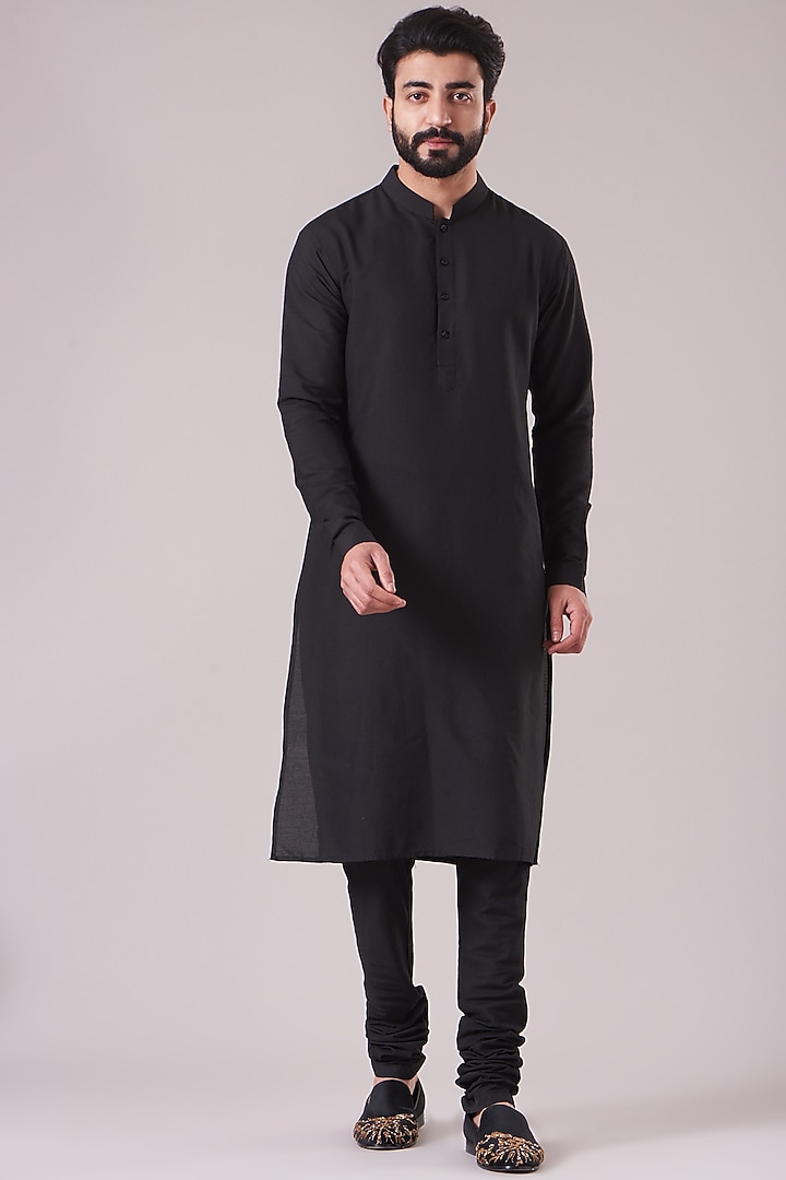 Black Cotton Silk Tie-Dye Printed Nehru Jacket Set by Manish Nagdeo Men at Pernia's Pop Up Shop