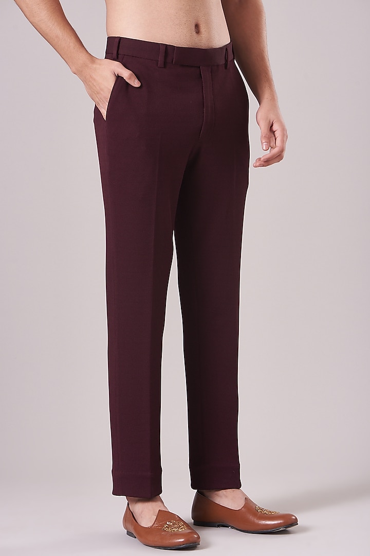 Wine Textured Bandhgala Jacket Set by Manish Nagdeo Men at Pernia's Pop Up Shop