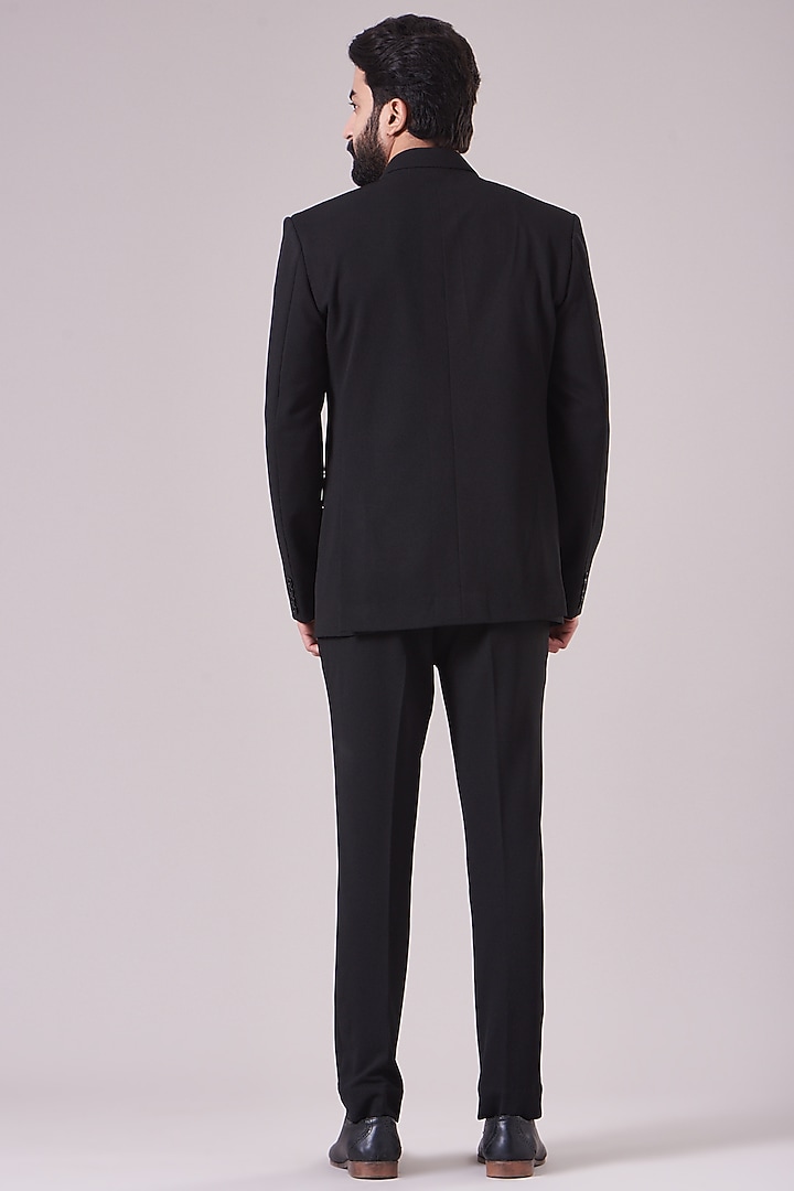 Black Textured Bandhgala Jacket Set by Manish Nagdeo Men at Pernia's Pop Up Shop