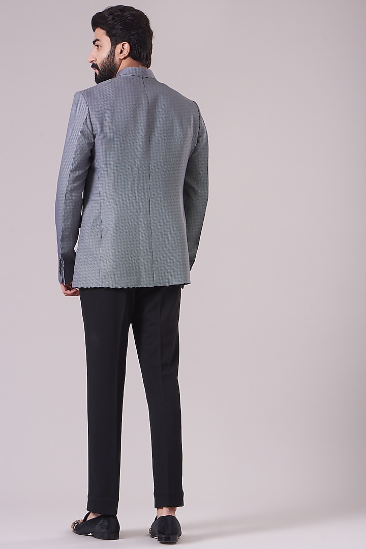 Black & White Textured Bandhgala Jacket Set by Manish Nagdeo Men at Pernia's Pop Up Shop