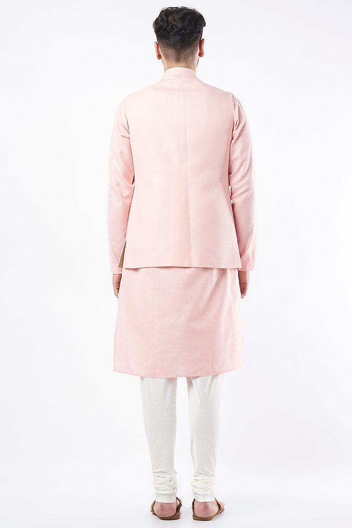 Blush Pink Nehru Jacket With Kurta Set by Manish Nagdeo Men at Pernia's Pop Up Shop