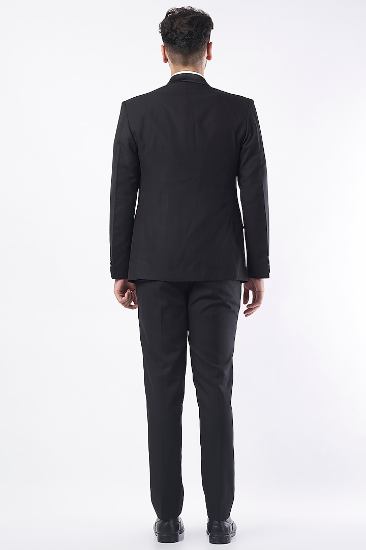 Black Viscose Blend Tuxedo Set by Manish Nagdeo Men at Pernia's Pop Up Shop
